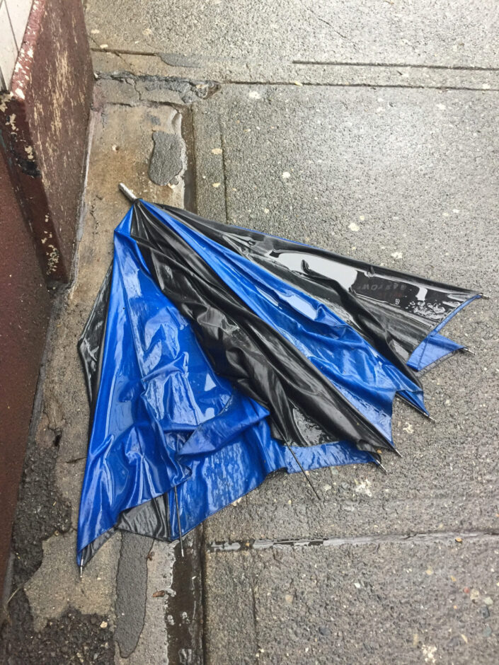 Umbrella 319 in a photo series of discarded umbrellas.